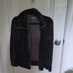 Style & Co. Black Leopard Bomber Jacket